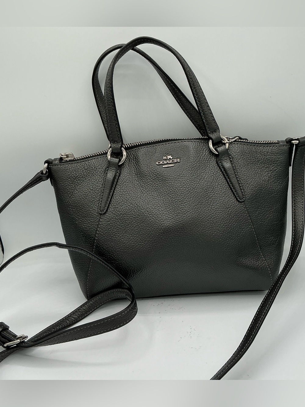 Coach Mini Kelsey Satchel in Metallic Pebble Leather (Style No. F22316)